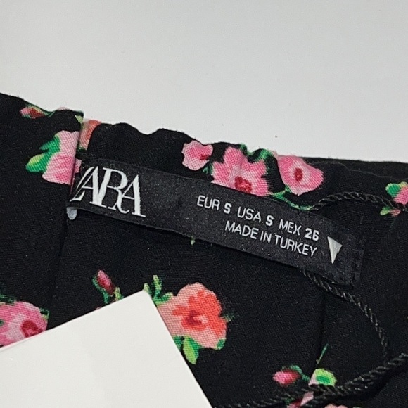 Zara Black Microflower Floral Strappy Crop Corset top size S - Picture 13 of 16